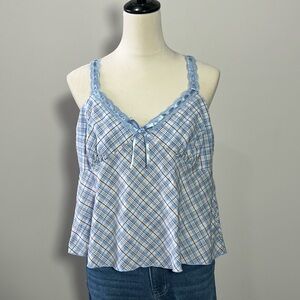 Blue Plaid Women's Top